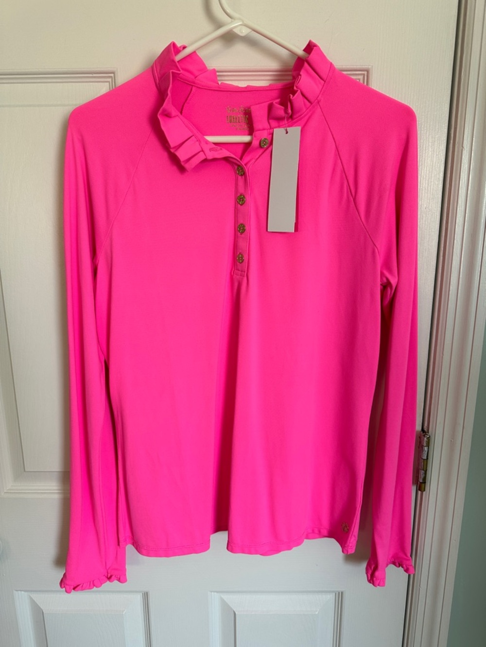 Lilly Pulitzer Luxletic Hutton polo in pink isle  UPF 50